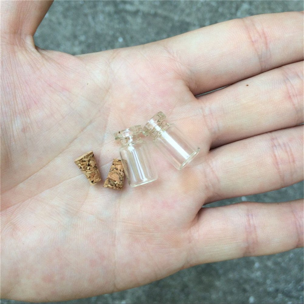 TAI DIAN 100pcs 0.5ml Cute Mini Glass Bottle With Corks Transparent Empty Small Wishing Bottle Decoration Crafts Glass Vials Jars (0.5ml (10x18x5mm))