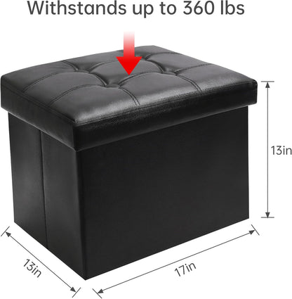 SOYOTA Storage Ottoman Cube Storage Ottoman as Foot Stool, Foot Rest & Stepping Stool - Folding Storage Ottoman