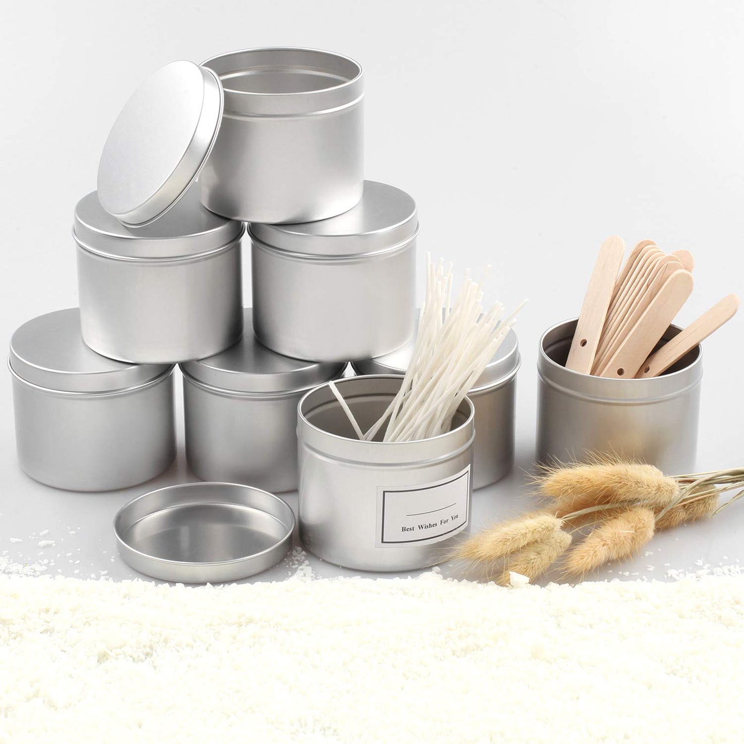 DINGPAI Candle Tin 8oz, Candle Containers for Candle Making, 12 Piece