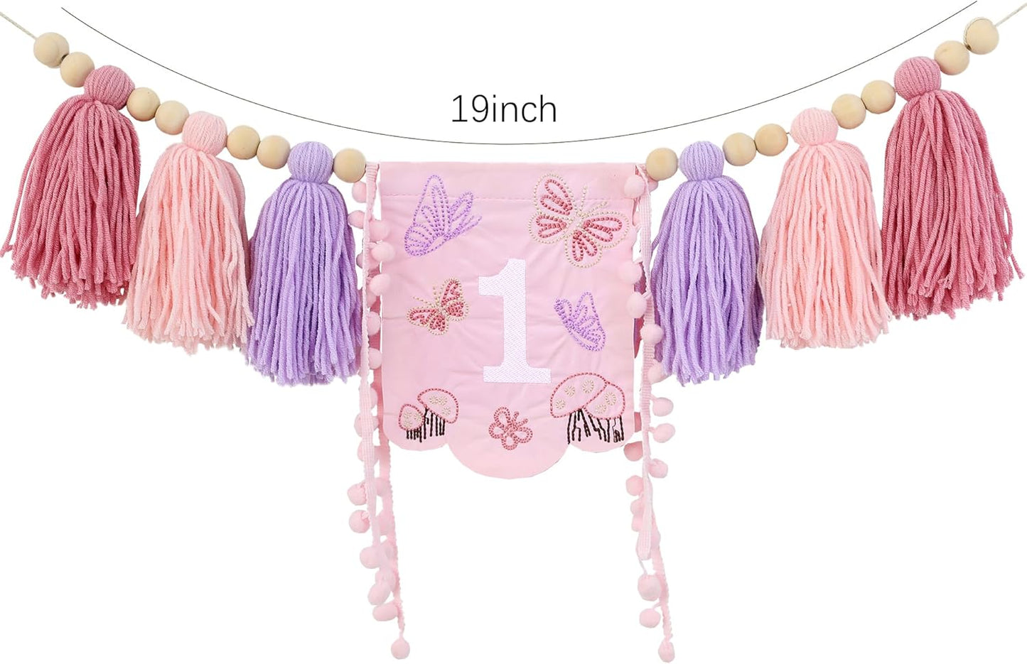 FESTELLAR 1st 1st High Chair Banner Embroidery Highchair Birthday Girl One Year Old High Chair First Banner Wildflower