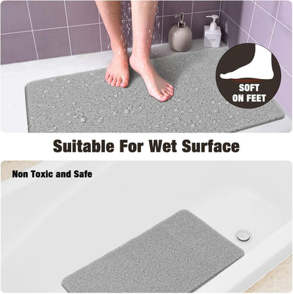 MAPLEZ Non-Slip Bath Mat for Tub, Quick Drying Shower Mat for Wet Areas, 24"x16", Grey