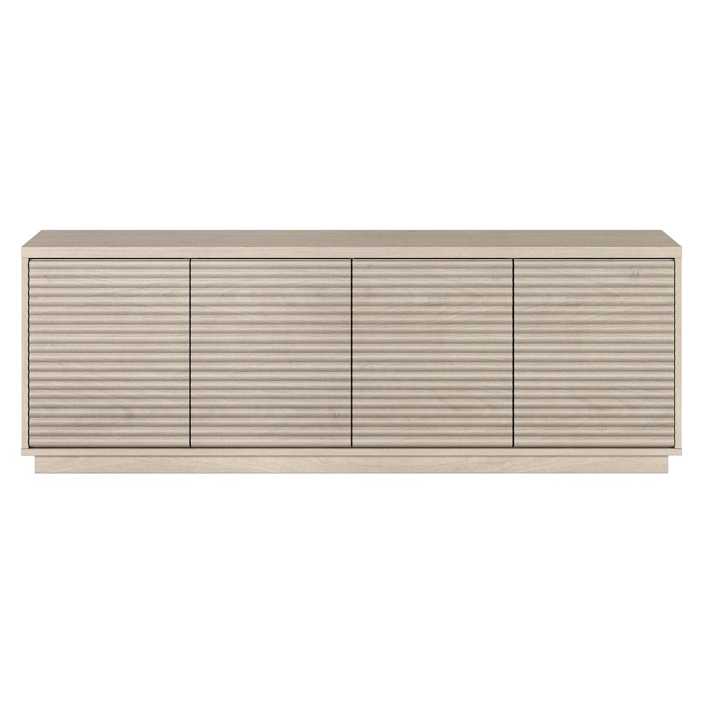 Henn&Hart Fluted TV Stand for TVs up to 78" with 2 Ribbed Storage Cabinets and Adjustable Shelves for Living Room, Family Room, or Office, Beech White