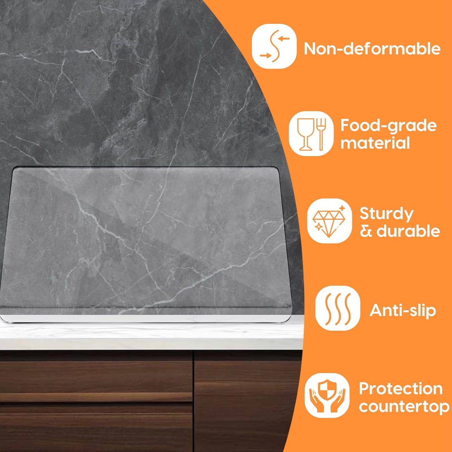 Acrylic Cutting Board with Counter Lip, 17" x 13" Clear Non-Slip Cutting Board for Kitchen Countertop Protection