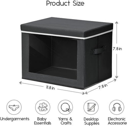 Homsorout Storage Bins - Small Collapsible Fabric Organizers with Lids, 3-Pack in Black