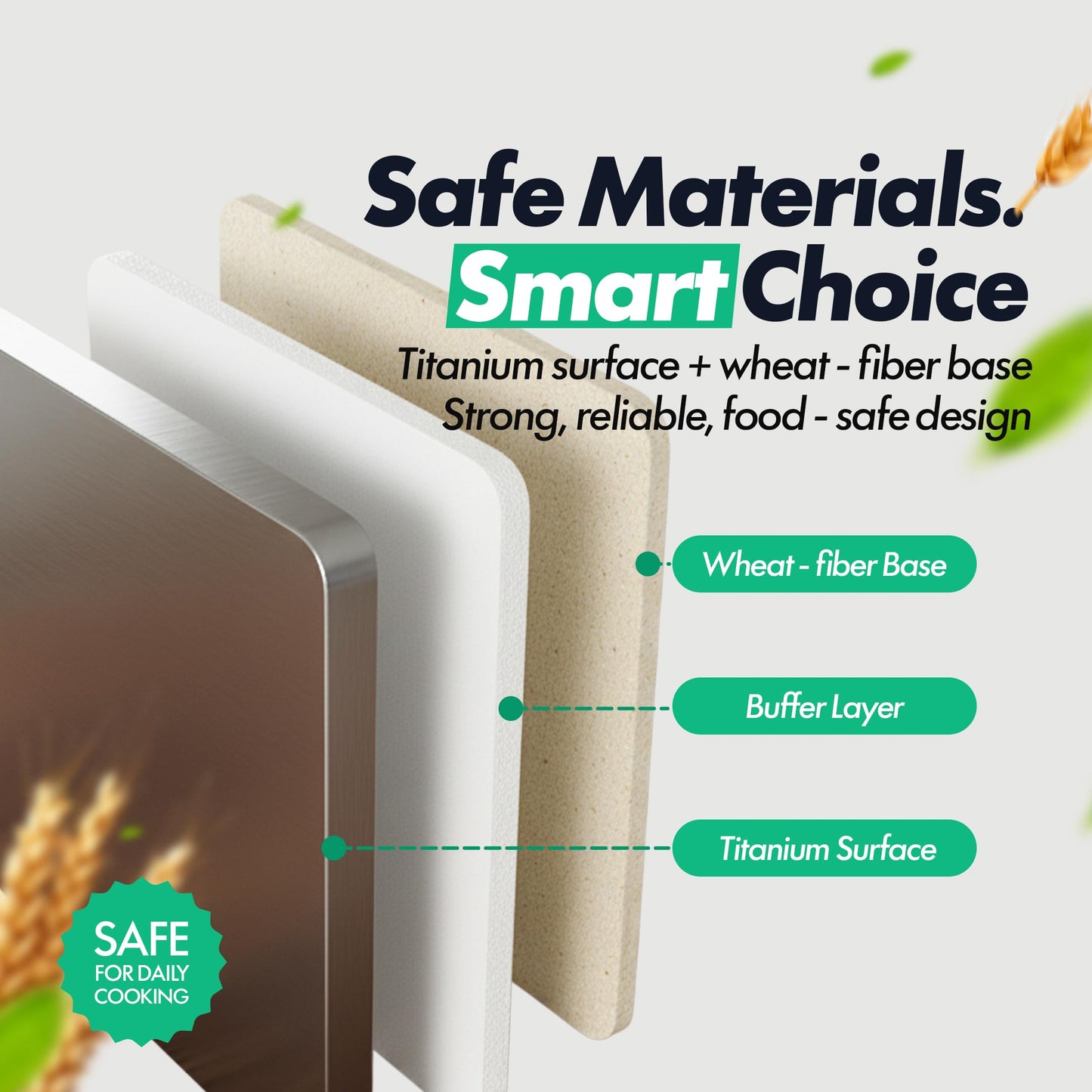 Titanium Cutting Board for Kitchen – Non Toxic & Hygienic, Reversible 2-in-1, Durable Metal Surface, Easy to Clean, Dual Surface with PP Wheat Fiber Side, Juice Groove, 16"x11"