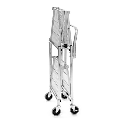 Stand Steady Original Tubstr Collapsible 2 Shelf Wire Cart, Easy to Push Heavy Duty Rolling Utility Cart, Folds Up for Storage, Commercial Grade (Chrome, 33.56” D x 18” W x 37.16” H)