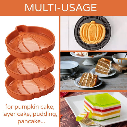 Pumpkin Cake Pan 3 Pack - 7 Inch Silicone Pumpkin Pancake Molds for Fall Baking, Halloween, Thanksgiving