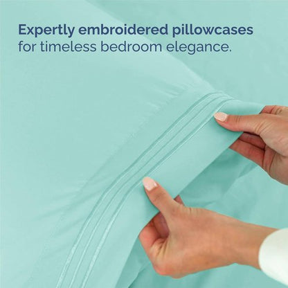 King Size 4 Piece Sheet Set - Ultra-Soft Cooling Bed Sheets for Luxurious Comfort - Deep Pockets, Wrinkle-Free - Oeko-Tex Certified - Spa Blue