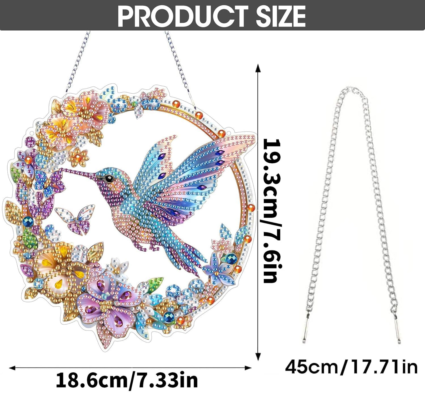 SKRYUIE Bird Hanging Diamond Art Kits for Adults Pendant Suncatcher, Special Shaped Crystal DIY Pearl Diamond Painting Kit, Gift for Mother Spring Summer Window Wreath Decor 7.6 x 7.3 Inch