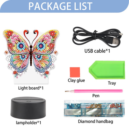 JISHSHAY Diamond Painting Night Light Diamond Art Table Lamps Gem Art LED Lights Gem Painting Desk Lamp Mosaic Kits for Adults DIY Kits for Adults Paint by Numbers Special Shaped Butterfly