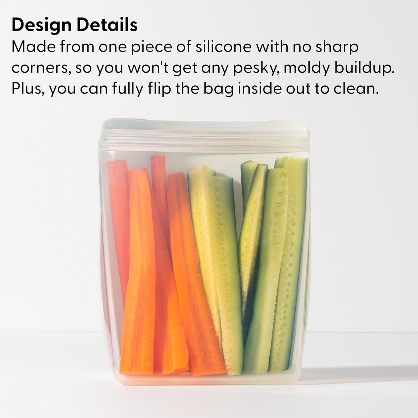W&P Porter Silicone Reusable Storage Bag, Sandwich (36oz Stand-Up), Cream Food Storage Container, Microwave Safe