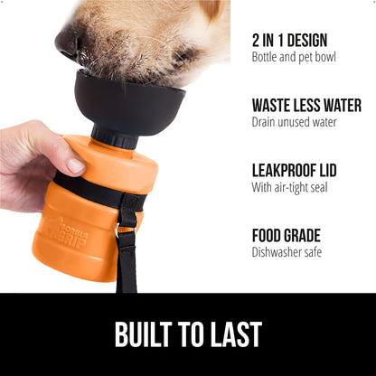 GORILLA GRIP Dog Water Bottle, Portable Water Bowl Dispenser for Dogs, 20 oz Leak Proof Pet Travel Squeeze Bottles, Food Grade Silicone, to Go Puppy Essentials, Hiking Camping Trip Accessories, Black