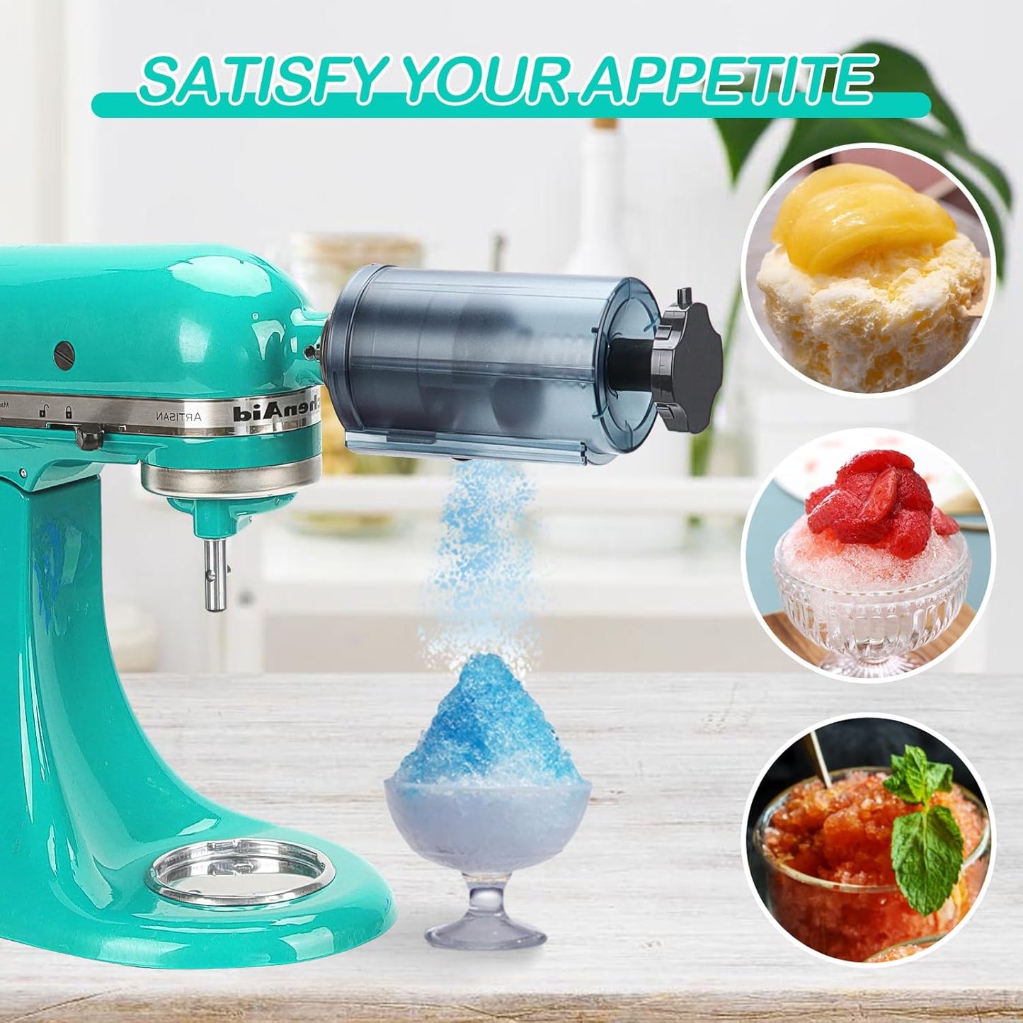 Aien 8 Shave Ice Attachment for KitchenAid Stand Mixer,with Molds Shave Ice Attachment for KitchenAid Stand Mixers, Ice