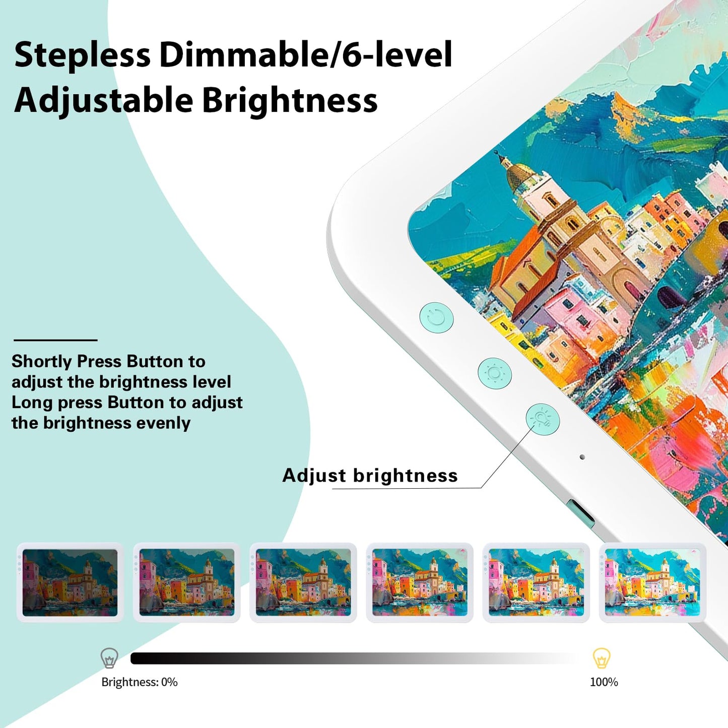HIUKCOLED Wireless Battery Powered A3 Light Pad, 3 Colors Stepless Dimmable and 6 Levels Brightness Light Board, Rechargeable LED Light Tracing Box for Diamond Painting,Cricut Weeding Vinyl Tools