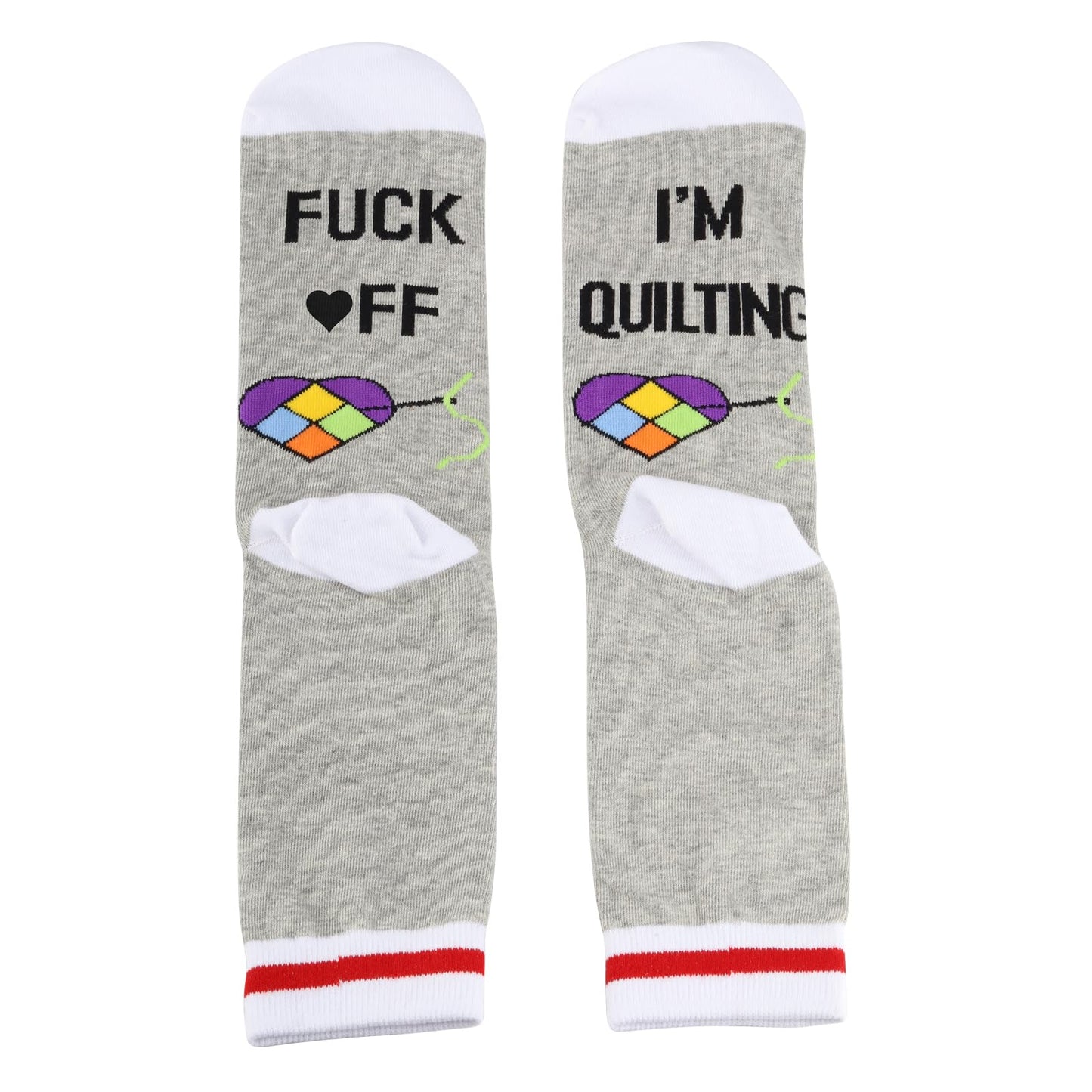 G2TUP 2 Pairs Quilting Socks F*ck Off I'm Quilting Socks Seamstress Gift Sewing Lover Sock Sewing Gift Quilter Gifts