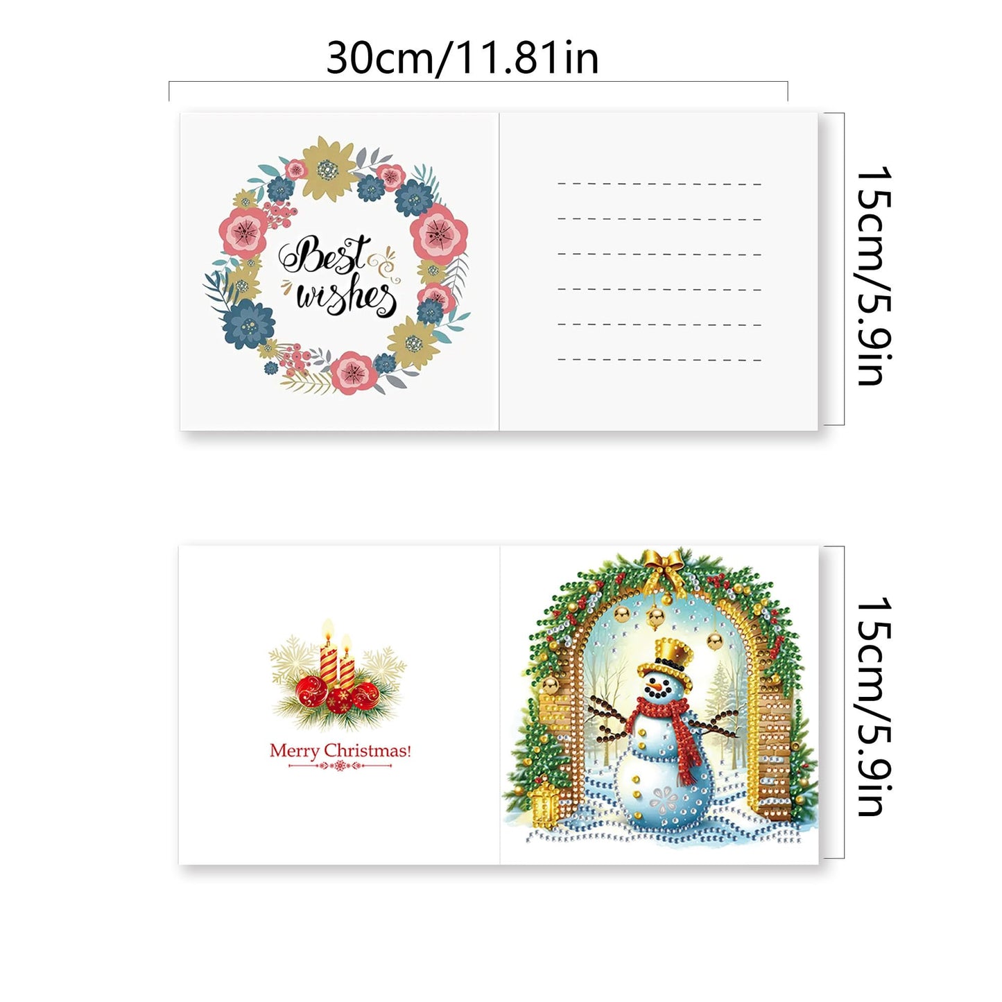 ARTopet 12Pcs DIY Greeting Card Diamond Art Painting Creative Design Foldable Thank You Cards Blessing Gift Folding Greeting Card Set for Birthday Christmas Crafts Gift