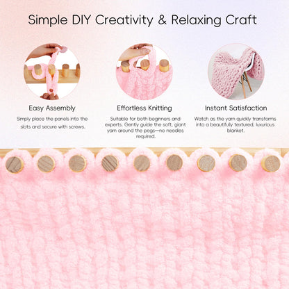 PIRXXIY 65'' Chunky Blanket Loom, Knitting Loom for Custom Hand Knitting Yarn Chunky, Extra Large Chunky Yarn Loom for Beginners DIY Craft Enthusiasts