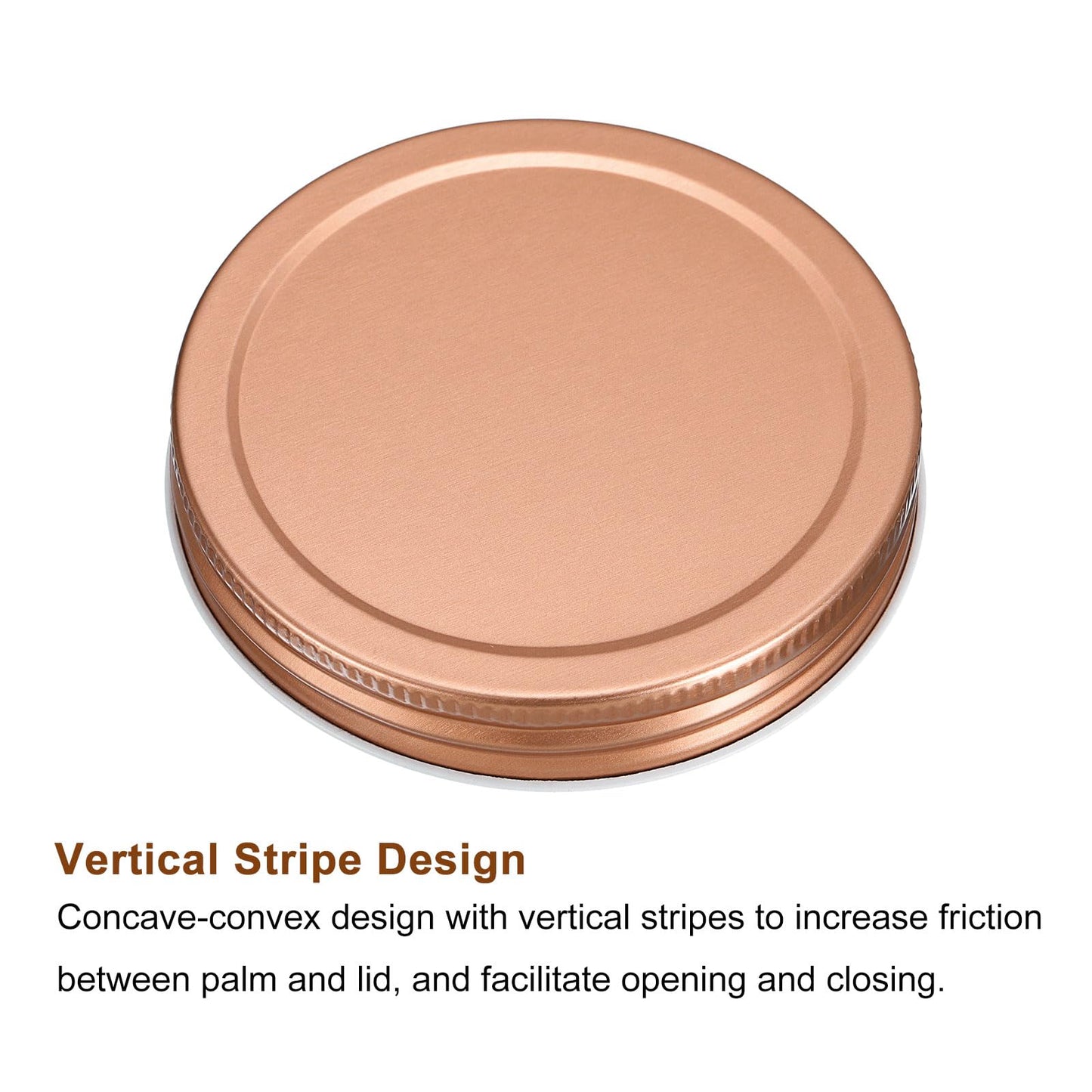 uxcell Mason Jar Lids, 86mm/3.39" Wide Mouth Tin Plate Caps Leak Proof for Canning Jars Kitchen Storage, (Rose Gold 12Pcs)