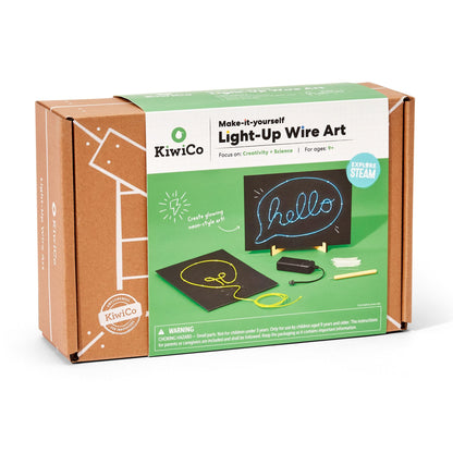 KiwiCo DIY Light-Up Wire Art STEM Kit – Electroluminescent Neon Sign Gift for Kids | Includes EL Wires, Battery Packs & Templates | Educational Science & Engineering Craft