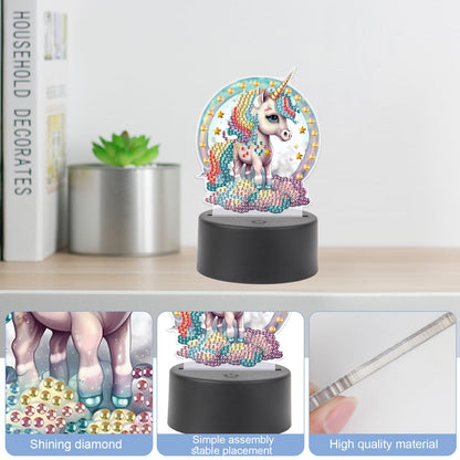 JISHSHAY Diamond Painting Night Light Diamond Art Table Lamps Gem Art LED Lights Gem Painting Desk Lamp Mosaic Kits for Adults DIY Kits for Adults Paint by Numbers,with Special Shaped Crystal,Unicorn