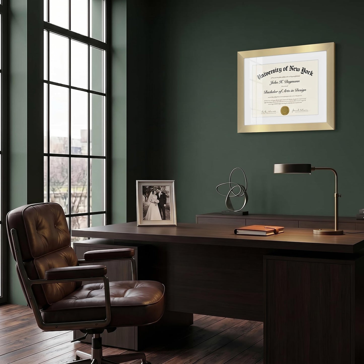 Americanflat 11x14 Diploma Frame with Shatter-Resistant Glass - Use as 8.5x11 Frame with Mat or Display 11x14 Documents Without Mat - Certificate Frames with Engineered Wood for Wall Display - Gold