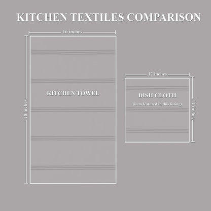 Kitchen Towels Dishcloths, 100% Cotton, Set of 8, Dark Green and White Reusable Cleaning Cloths