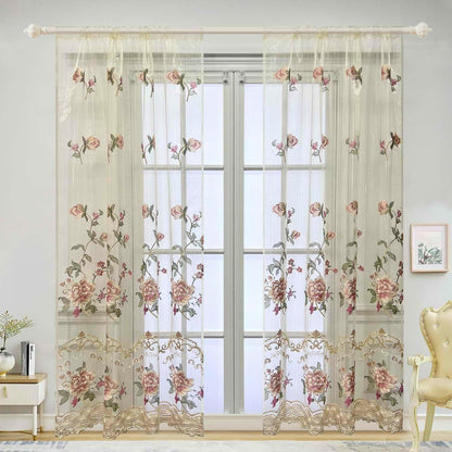 Luxury Embroidered Sheer Curtain for Living Room, 84 inch Length, Custom Elegant Luxurious Embroidery Drape (39x84 inch)