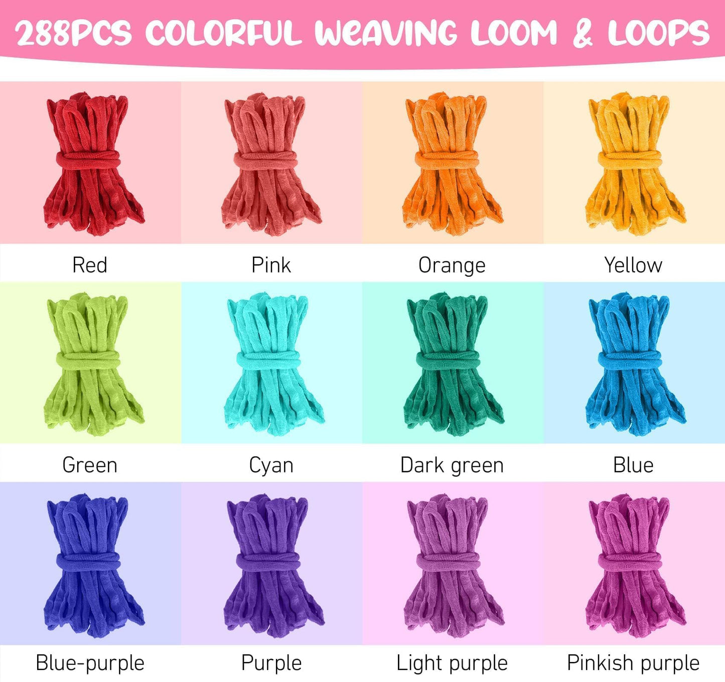 BLISSIQUEE Weaving Loom for Kids 288 Loops 12 Colors Potholder Weaving Loom Knitting Arts and Crafts Kit for Kids Beginners Pot Holder DIY Project Ages 6 7 8 10 12 13 Years Old