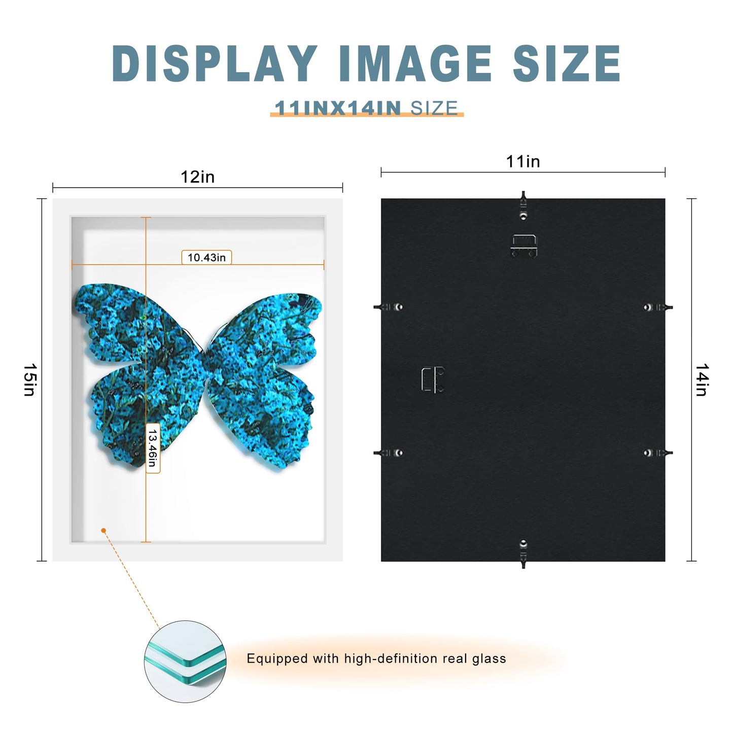 Picrit Shadow Box Frame 11x14, Display Case Box with High Definition Real Glass and Black Back for Memorabilia, Baby Items, Wedding Memories, Crafts, Tickets and Photos, White