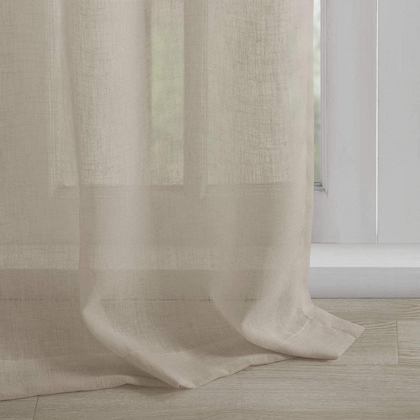 Madison Park Rosette Floral Embellished Cuff Tab Top Solid Sheer Curtain Panel Drape for Bedroom, 50"x84"