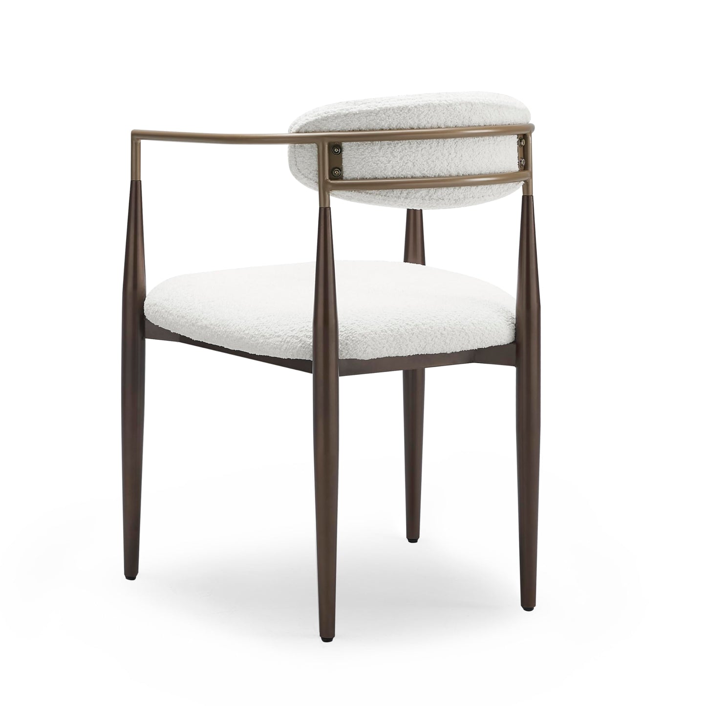 Christopher Knight Home Set of 2 Jetson Modern Curved Open Backrest Fabric Upholstered Dining Chairs, Side Chair for Dining Room/Kitchen, Iron Toothpick Frame, Golden Amrest, White Beige+Gold