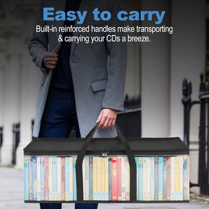 CCidea DVD Storage Bags Set of 3, Clear PVC Media Holder Case with Handles for DVDs/CDs/VHS - Holds 40 DVDs