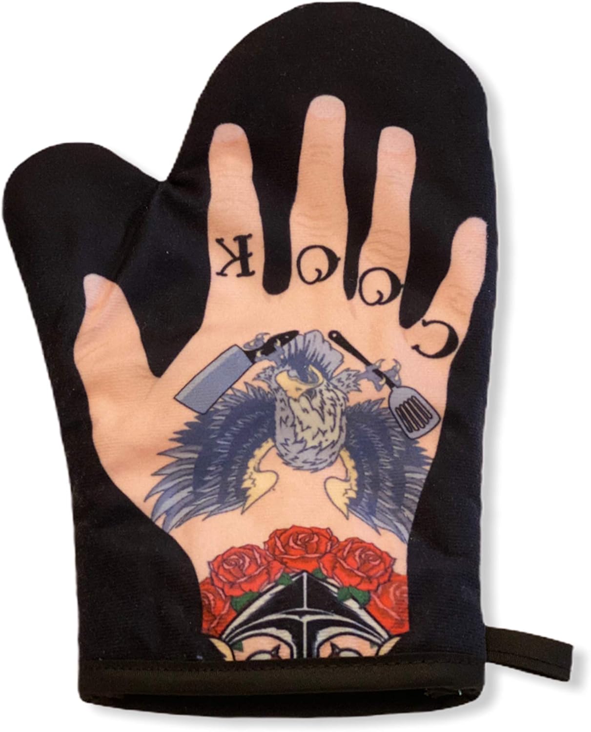 Mens Tattoo Hand Oven Mitt, Funny Cook Tats Ink Graphic Novelty Kitchen Accessories, Cool Food Cookware