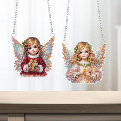 LazyFold 2 Pcs DIY Acrylic Diamond Art Painting Angel Kits Special Shaped Rhinestone 5D Diamond Art Window Pendants Home Garden Wall Hanging Kits Hanging Ornament