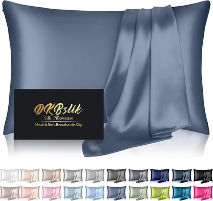 Skiennix Mulberry Silk Pillowcase - Anti-Acne Cooling Beauty Sleep | King Size, Ash Blue