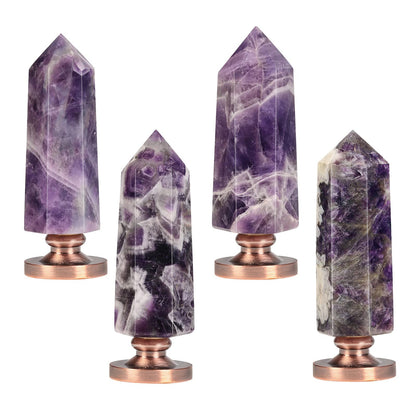 Cheungshing Amethyst Crystal Hexagon Prism Wax Seal Stamp, Detachable Vintage Copper Seals for Invitation Cards for Christmas Halloween Thanksgiving Gift, Merry Christmas Pattern