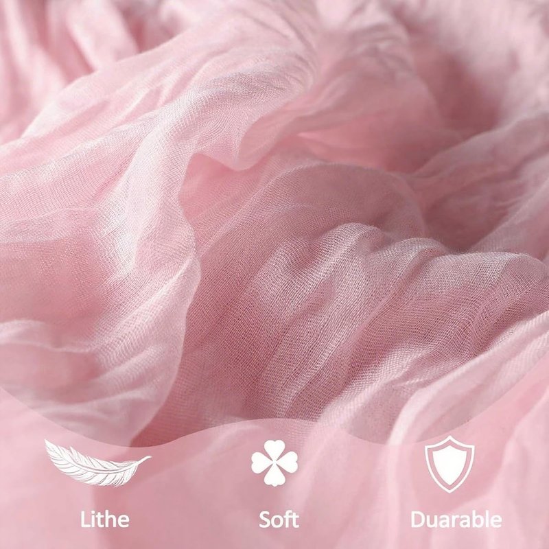6 Pack Light Pink Cheesecloth Table Runner 10FT Boho Gauze Fabric Table Runner 35 x 120 Inch Spring Rustic Sheer Runner for Wedding Birthday Baby Shower Table Decoration