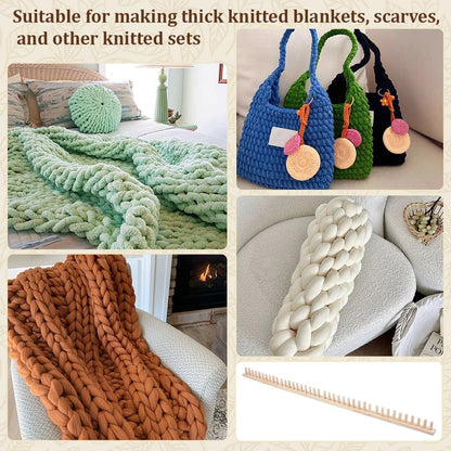 PH PandaHall Chunky Blanket Loom Knitting Kit, 1.6m DIY Wooden Weaving Blanket Maker Adjustable Size Hand Knitting Kit Yarn Crochet Loom Frame for DIY Hand Yarn Crafts Beginner
