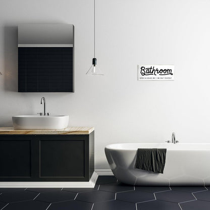 Stupell Industries 'Seat Yourself Bathroom Sign', Wall Plaque Art, 17 x 7 Inches, Easy to Hang and Sturdy, Made in USA, by Lil' Rue