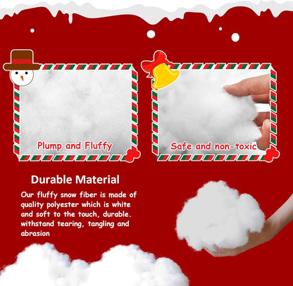 Skiennix Christmas Fake Snow Decoration - 10.6 Oz Fluffy White Artificial Snow for Holiday Decor | Indoor Winter Home Accent