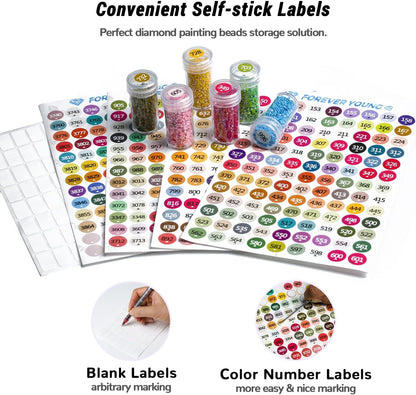 forever young Diamond Painting Storage Containers, 1 Pack 60 Grids Bead Organizer and Diamond Painting Labels, Bead Organizers and Storage for Diamond Art Accessories, Diamond Bead Storage