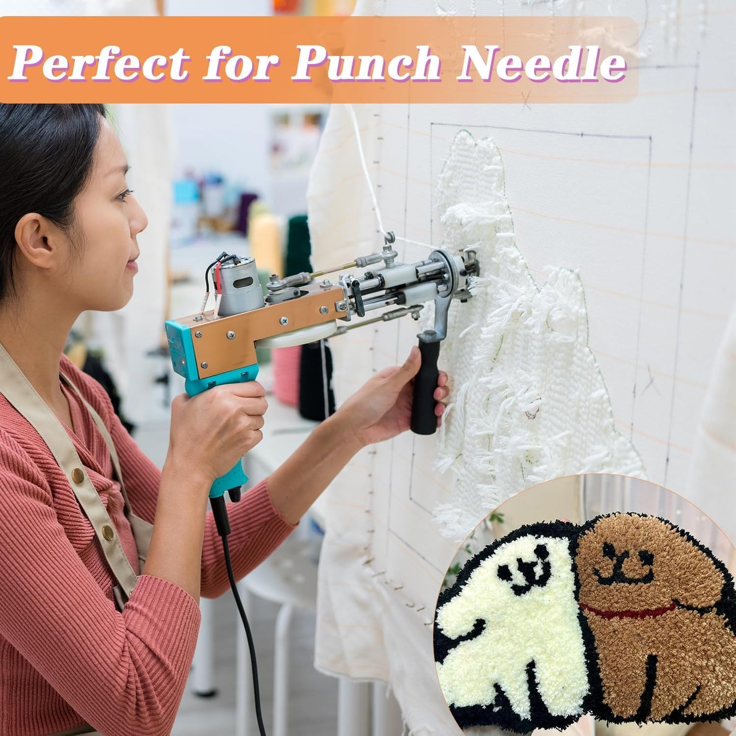 80" x 40" Overlocking Monks Cloth for Punch Needle Rug Tufting Fabric with Marked Lines, Punch Needle Fabric for Gun Rug Tufting and Embroidery,White Punch Needle & Tufting Cloth
