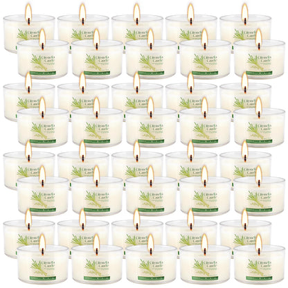 CAKETYCG 40-Pack Citronella Scented Tealight Candles -Outdoor Candles Natural Soy Wax Candle Bulk, Smokeless & Long-Lasting for Yard, Picnic, Camping Outdoor Comfort.