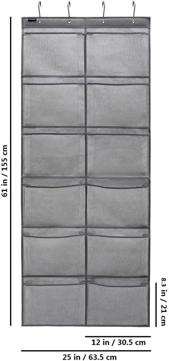 Extra Large Mesh Pockets Shoe Organizer | Hanging Shoe Rack for Bedroom, Bathroom Shoe Storage (12 Large Pockets)