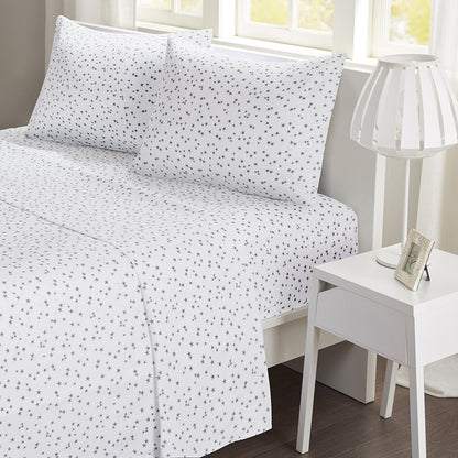 Mi Zone Printed Queen Sheets, Casual Microfiber Bed Sheets, Cool Navy 4-Piece Set with Flat, Fitted Sheet & 2
