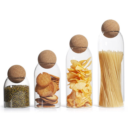 IVAILEX Glass Jars with Cork Lids, Candy Jar with Lid, Coffee jar for Counter, Cookie Jar with Airtight Lids, Clear Glass Jar for Candy, Tea, Coffee Bean, Sugar, Spices, Apothecary etc (700ml/24oz)