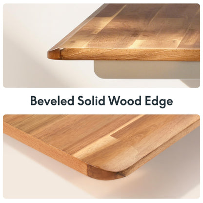 FLEXISPOT Acacia Solid Wood 60"x30" Butcher Block Desktop – Thick Beveled Edge Tabletop for Standing Desk, Office Table, Workbench, DIY Furniture Projects, Natural