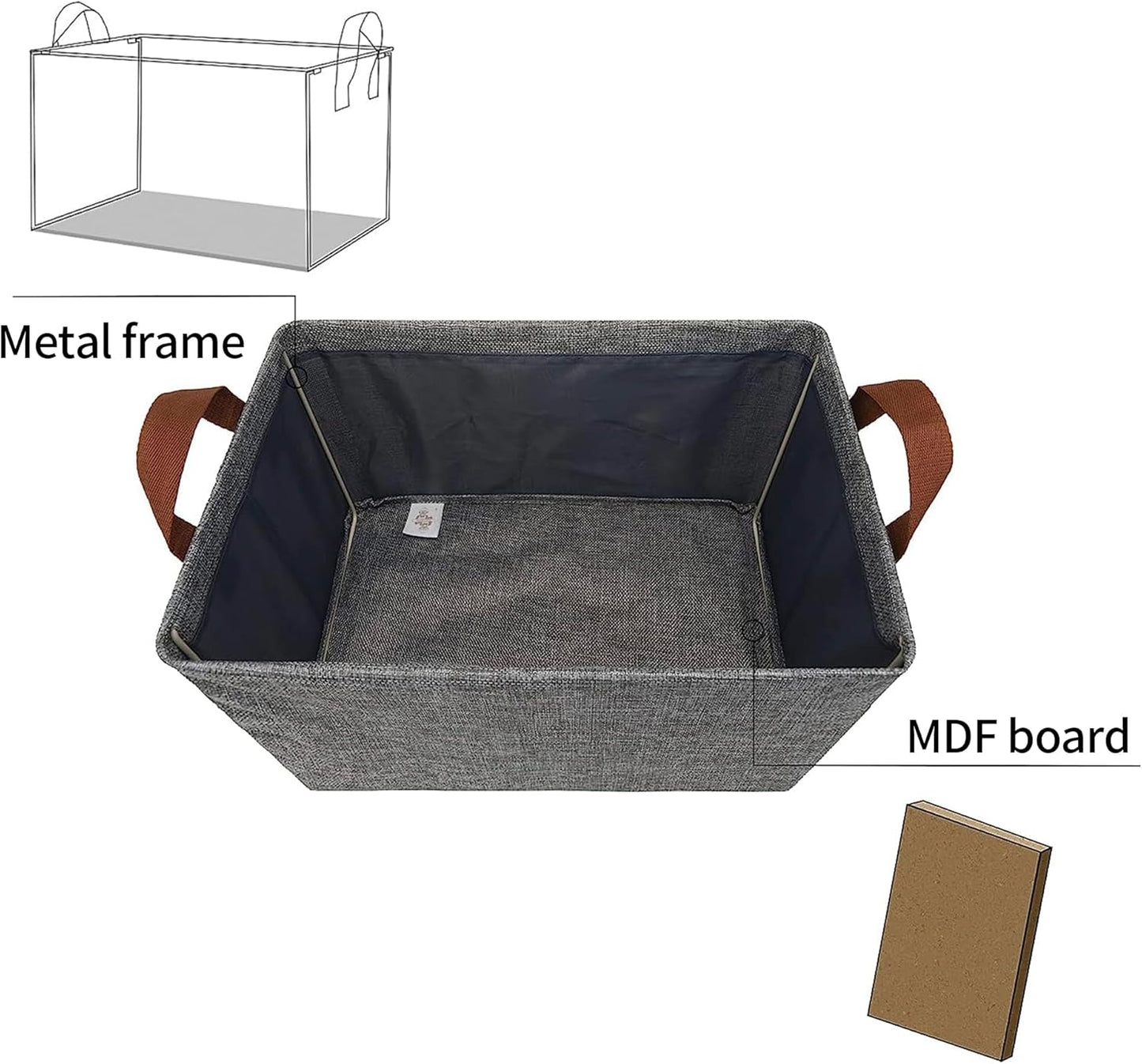 GRANNY SAYS Storage Basket, Large Organizer Bins for Shelves, Closet Storage, 2-Pack with Metal Frame