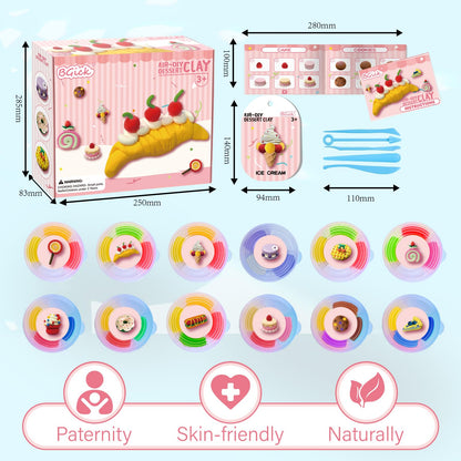 Air Dry Clay for Kids, Cake Themed, DIY Model Magic Clay with Sculpting Tools and Tutorials, 12 Boxes Modeling Magic Soft Clay Art Sculpting Supplies, Arts and Crafts Gift for Kids