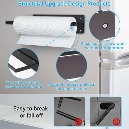 Paper Towel Holder, Magnetic Paper Towel Holder for Fridge, Toilet Paper Roll Holder Magnet Towel Rack Wall Mount